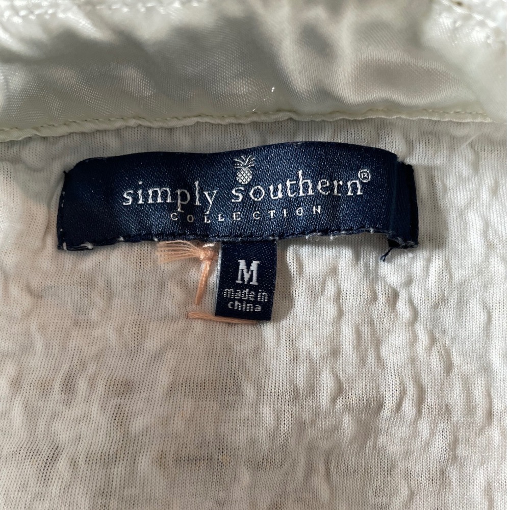 Simply Southern Tweed Jacket Pearls Gold Chain Women's M Preppy Statement Jacket - Picture 5 of 8